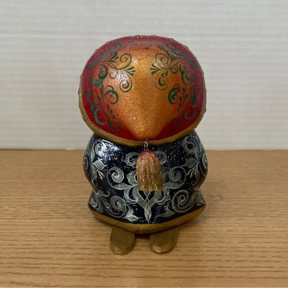 Vintage Russian Handcrafted Wooden Santa Figurine Signed Hand Painted Christmas - Picture 3 of 11